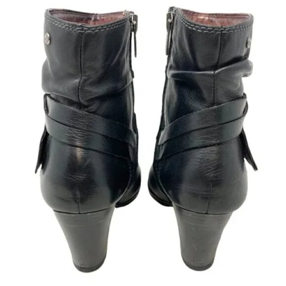 Pikolinos Verona Black Leather Western Slouch Zip Ankle Boots - Size 6.5 EU 37 - Picture 6 of 9